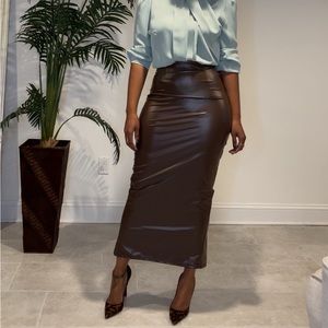 Faux Leather Midi Skirt